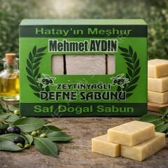 Zeytinyağlı Defne Sabunu – 480g (3 Adet) | Yeşil Paket