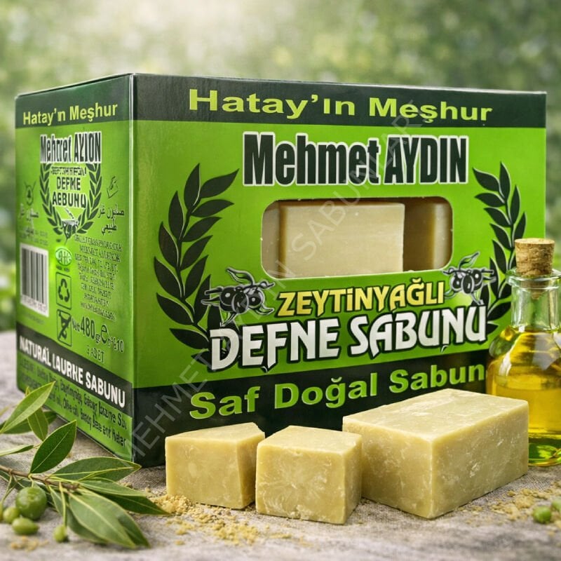 Zeytinyağlı Defne Sabunu – 480g (3 Adet) | Yeşil Paket